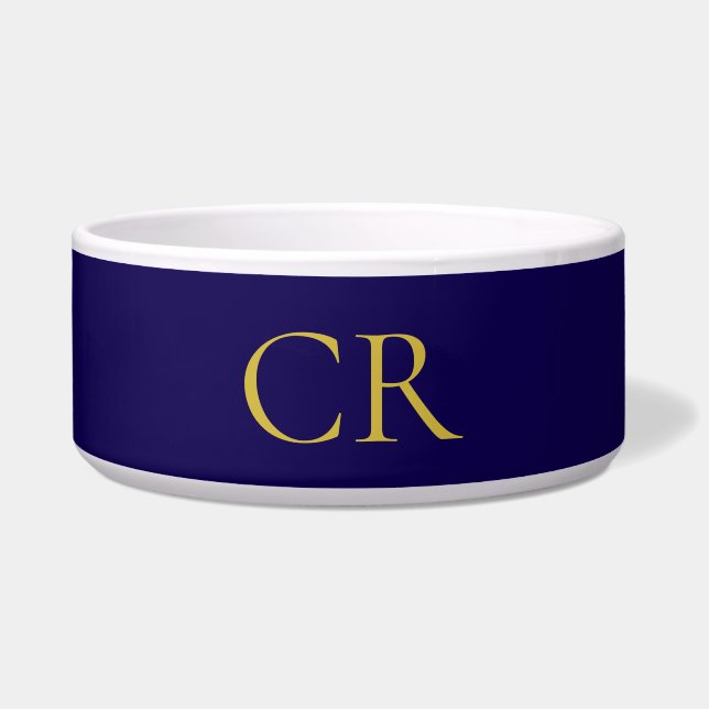 Comedero Blue & Gold Color Monogram Modern Minimalist  (Frente)