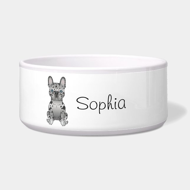 Comedero Blue Merle Bulldog francés Frenchie Cute Dog & Nam (Frente)