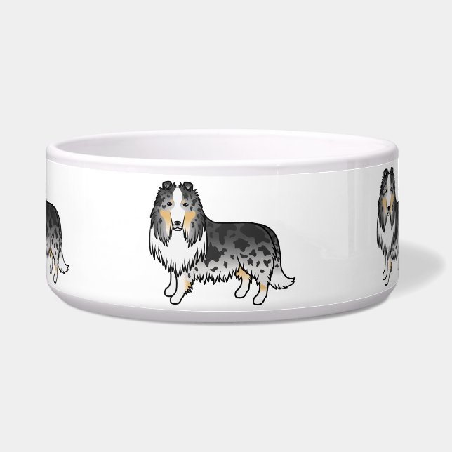 Comedero Blue Merle Rough Collie Cute Cartoon Dog (Frente)