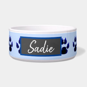 Comedero Blue Paw Print Dog's Food
