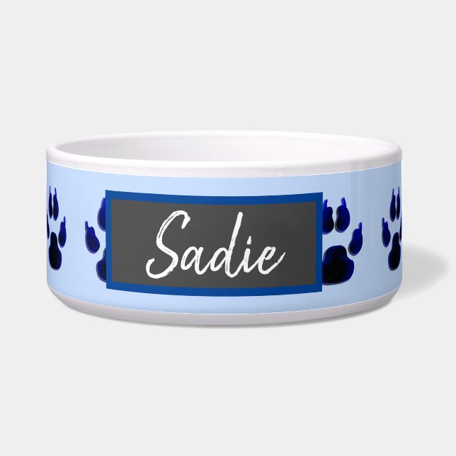 Comedero Blue Paw Print Dog's Food (Frente)