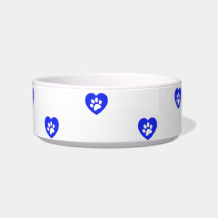 Comedero Blue Paw Print Heart Pet Bowl