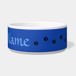Comedero Blue Paw Print Personalized Pet Bowl