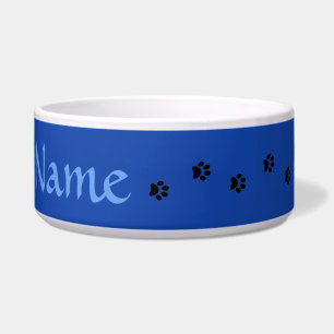 Comedero Blue Paw Print Personalized Pet Bowl