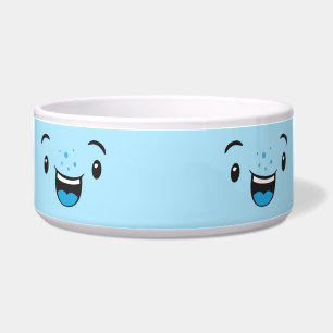 Comedero Blue Smiling Kawaii Face Dog Bowl