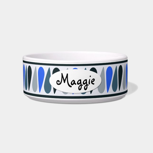 Comedero Blue Teardrop Ceramic Dog Bowl personalizado (Frente)