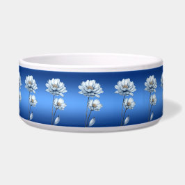 Comedero Blue Watercolor Flowers Ceramic Pet Bowl