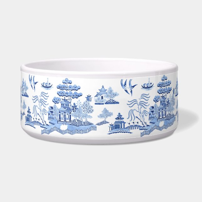 Comedero Blue Willow Chinoiserie Ceramic Pet Bowl (Frente)