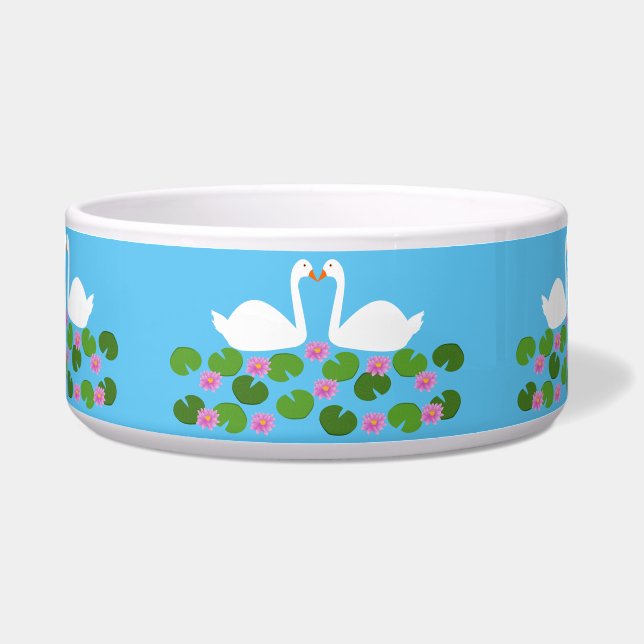 Comedero Boda de cisnes blancos y lirios acuáticos (Frente)