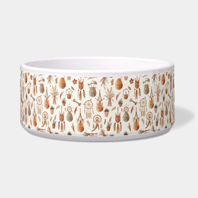 Comedero Boho Macrame Easter Pet Bowl Woven Eggs Rope Bones (Frente)