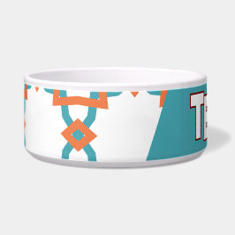 Comedero Boho Naranja y Geométrico Turquesa