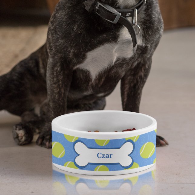 Comedero Bola de tenis Mascota personalizada Tazón de comid (Tennis Balls Dog Food Bowl)