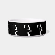 Bolera de cerámica de gato negro y blanco