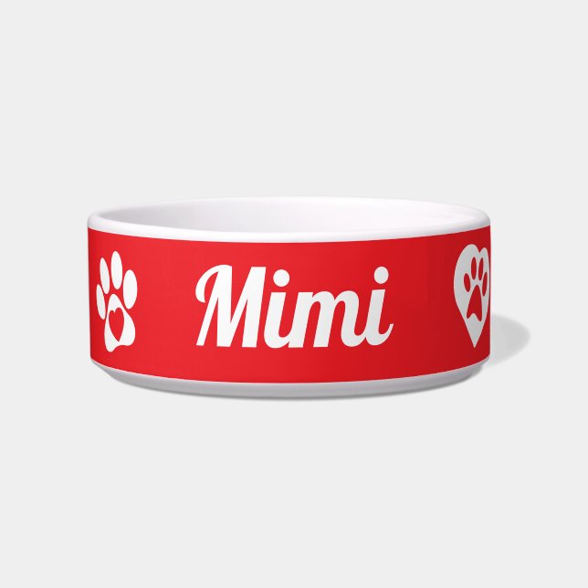 Comedero Bolón de gato cerámico personalizado, regalo de ga (Frente)