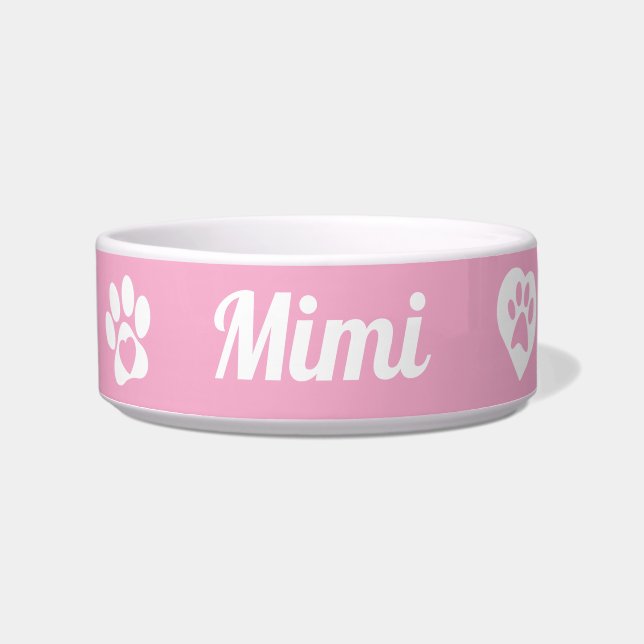 Comedero Bolón de gato cerámico personalizado, regalo de ga (Frente)