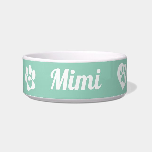 Comedero Bolón de gato cerámico personalizado, regalo de ga (Frente)