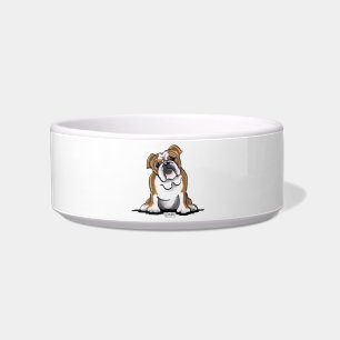 Comedero Bonito de sentada de Bulldog inglés marrón y blanc