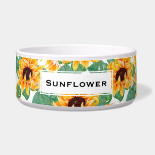Comedero Bonito Sunflower Patrón amarillo y verde
