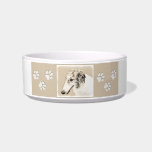 Comedero Borzoi (Brindle plateado) Pintura original de arte