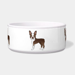 Comedero Boston Terrier marrón y blanco Perros de dibujos a