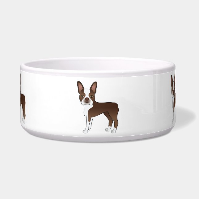 Comedero Boston Terrier marrón y blanco Perros de dibujos a (Frente)