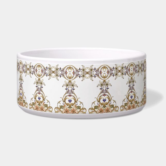 Comedero Bote de cerámica floral de oro blanco (Derecha)