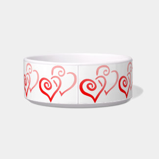 Comedero Bote de cerámica para mascotas de doble Swirly roj