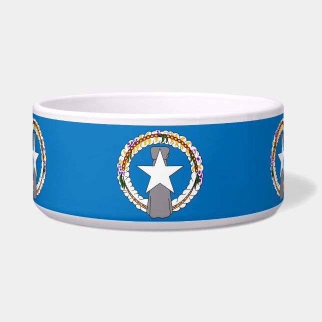 Comedero Bowl de animales con bandera de las Islas Marianas (Frente)