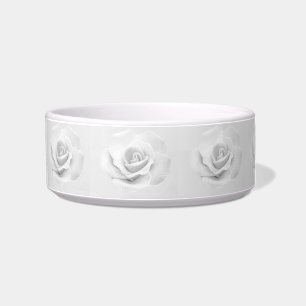 Comedero Bowl de la mascota de la rosa blanca