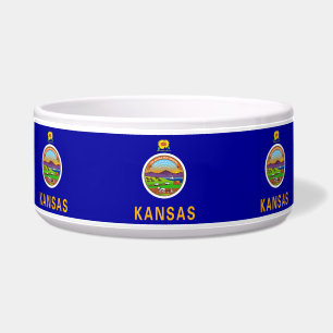 Comedero Bowl de mascotas con bandera del estado de Kansas