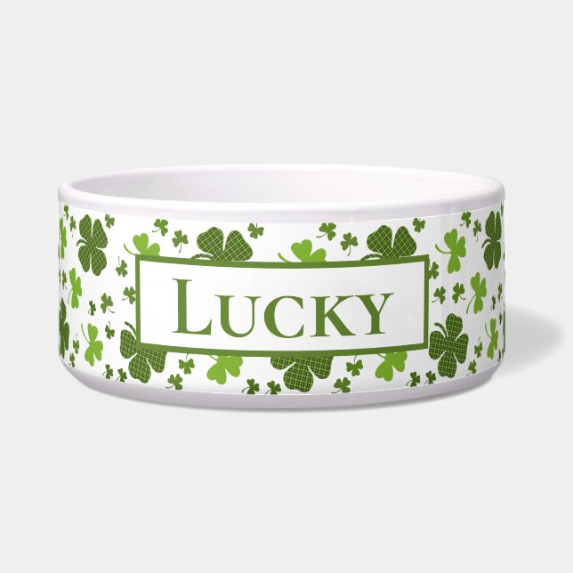 Comedero Bowl de perro grande personalizado irlandés | Luck (Frente)