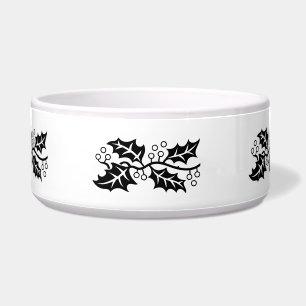 Comedero Bowl - Hojas Holly en blanco y negro