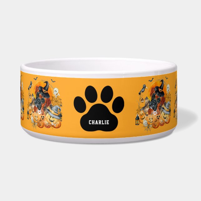 Comedero Boxeador de temporada espeluznante perro Personali (Frente)