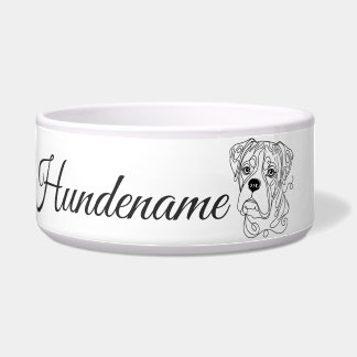 Comedero Boxer Minimalist Line Art personalized bowl