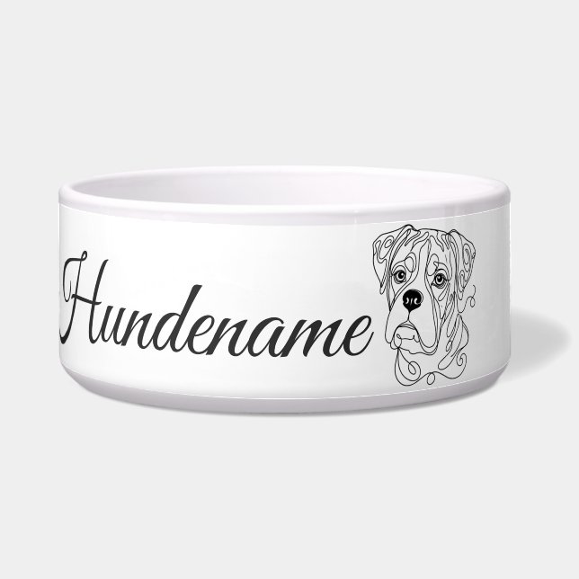 Comedero Boxer Minimalist Line Art personalized bowl (Frente)