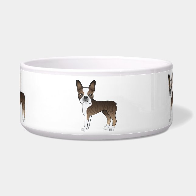 Comedero Brindle Boston Terrier Cute Cartoon Dogs (Frente)