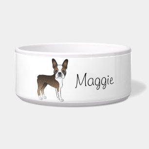 Comedero Brindle Boston Terrier Perro De Dibujos Animados L