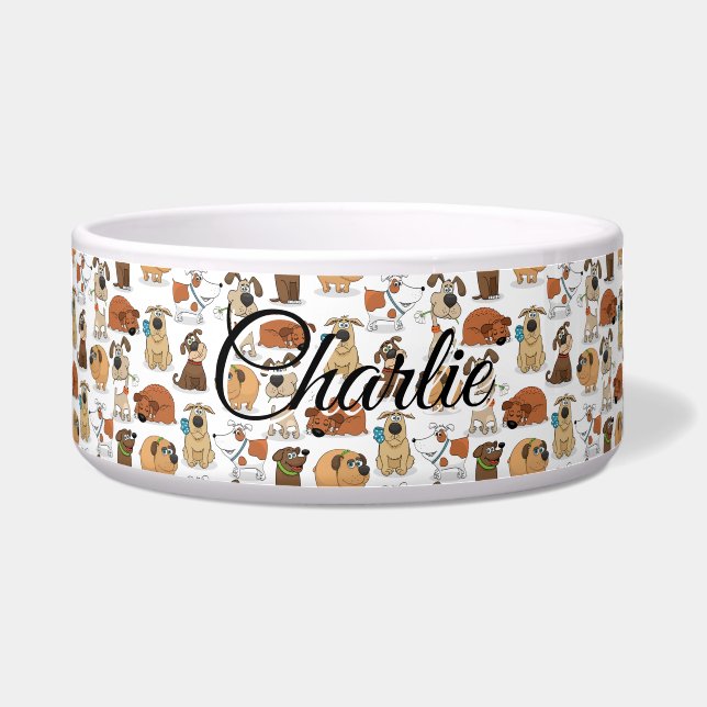 Comedero Brownish Cartoon Dog Bowl (Frente)