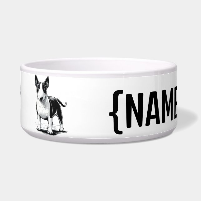 Comedero Bull Terrier con el NOMBRE de los bolos (Frente)