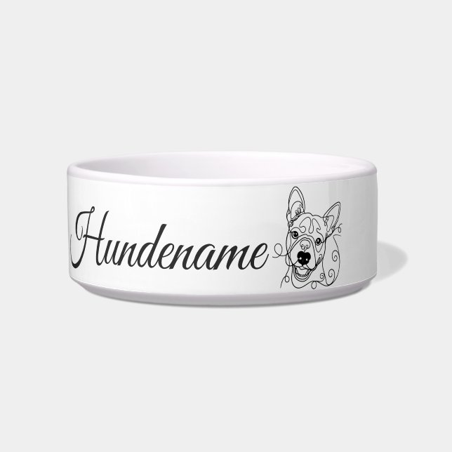 Comedero Bull Terrier Minimalist Line Art personalized bowl (Frente)