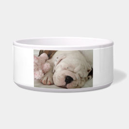 Comedero Bulldog de cachorros de mascota durmiendo