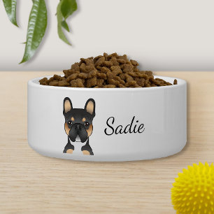 Comedero Bulldog francés tricolor negro Perro francés y nom