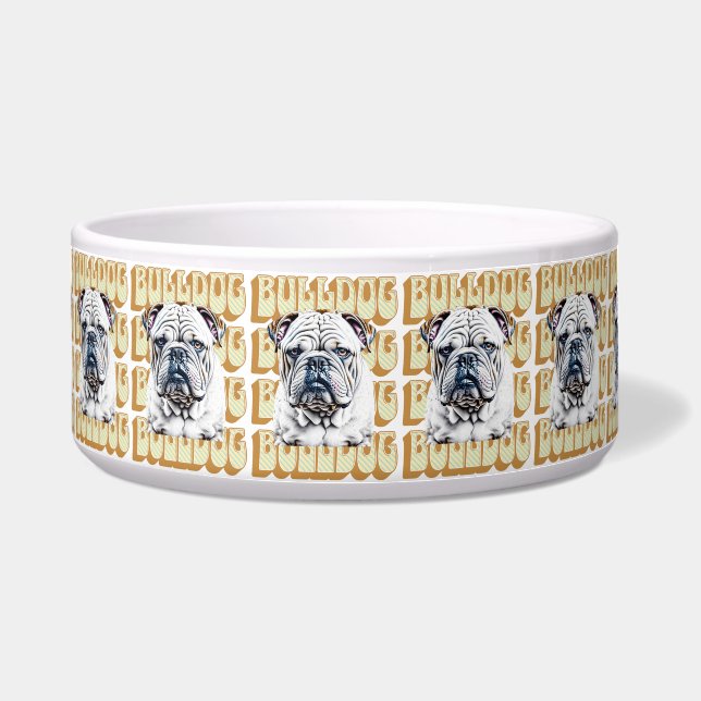 Comedero Bulldog Inglés con Fuente Retro (Frente)
