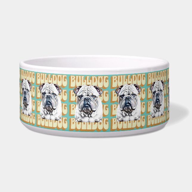 Comedero Bulldog Inglés con Fuente Retro (Frente)
