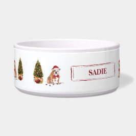 Comedero Bulldog inglés Navidades graciosos perro con árbol