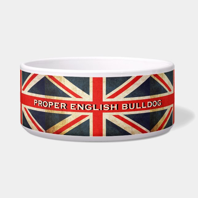 Comedero Bulldog polla inglesa de Union Jack con problemas (Frente)
