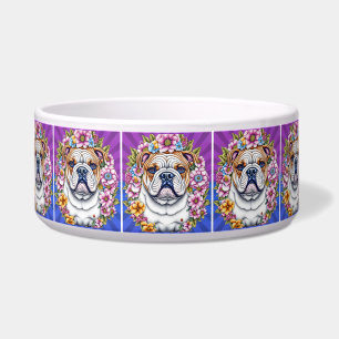 Comedero Bulldog y flores caprichosas