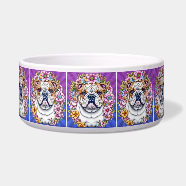 Comedero Bulldog y flores caprichosas (Frente)