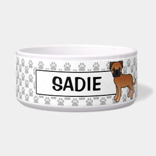 Comedero Bullmastiff rojo personalizable con nombre de perr
