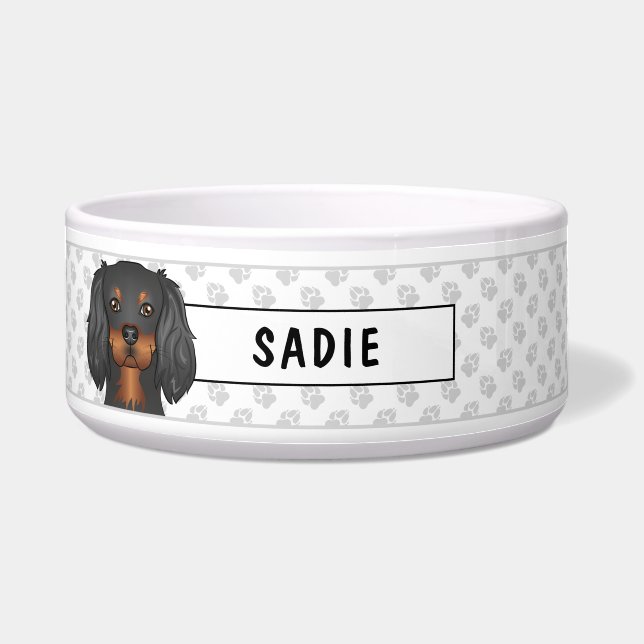 Comedero Caballero negro y moro Rey Charles Spaniel y Paws (Frente)